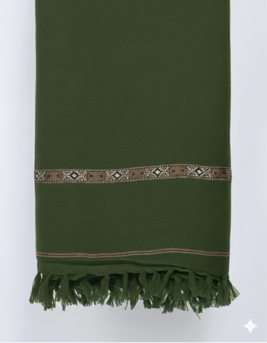 Wool Shawl Olive Green BS-609