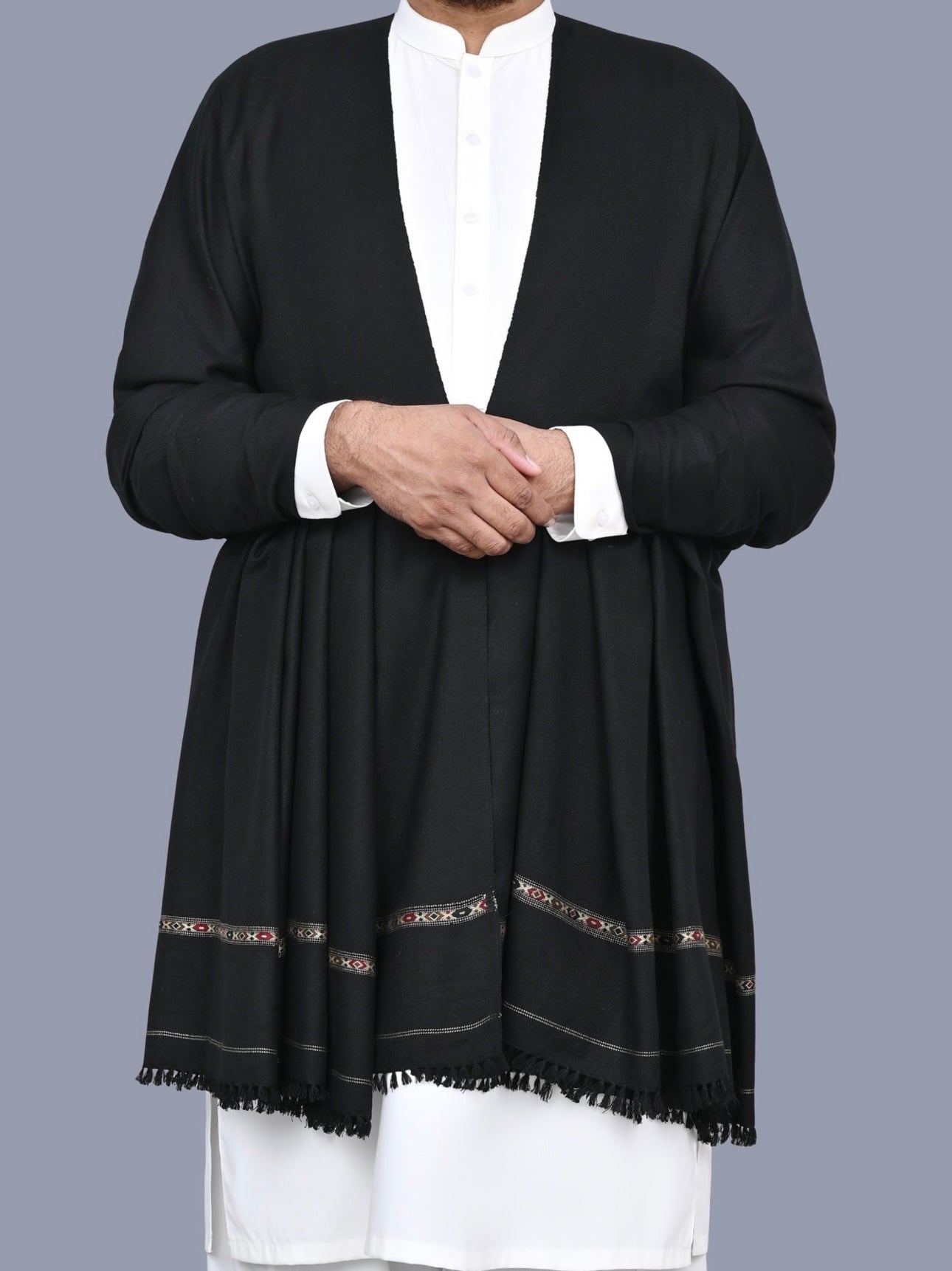 Wool Shawl Jet Black BS-603