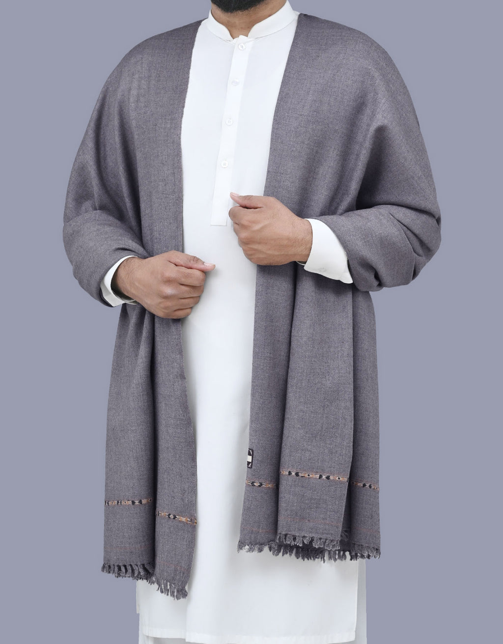 Wool Shawl Mouse Gray BS-605