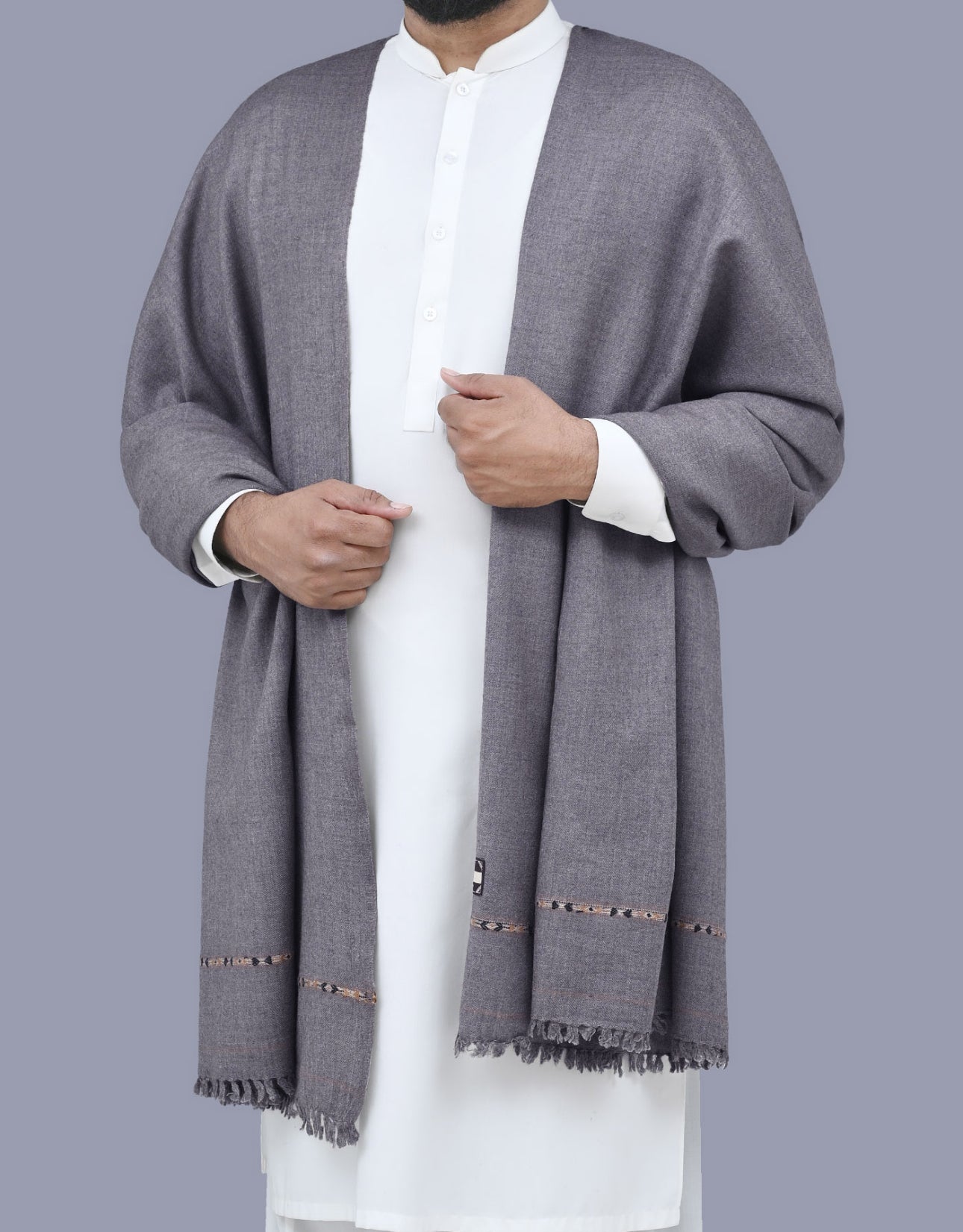 Wool Shawl Mouse Gray BS-605
