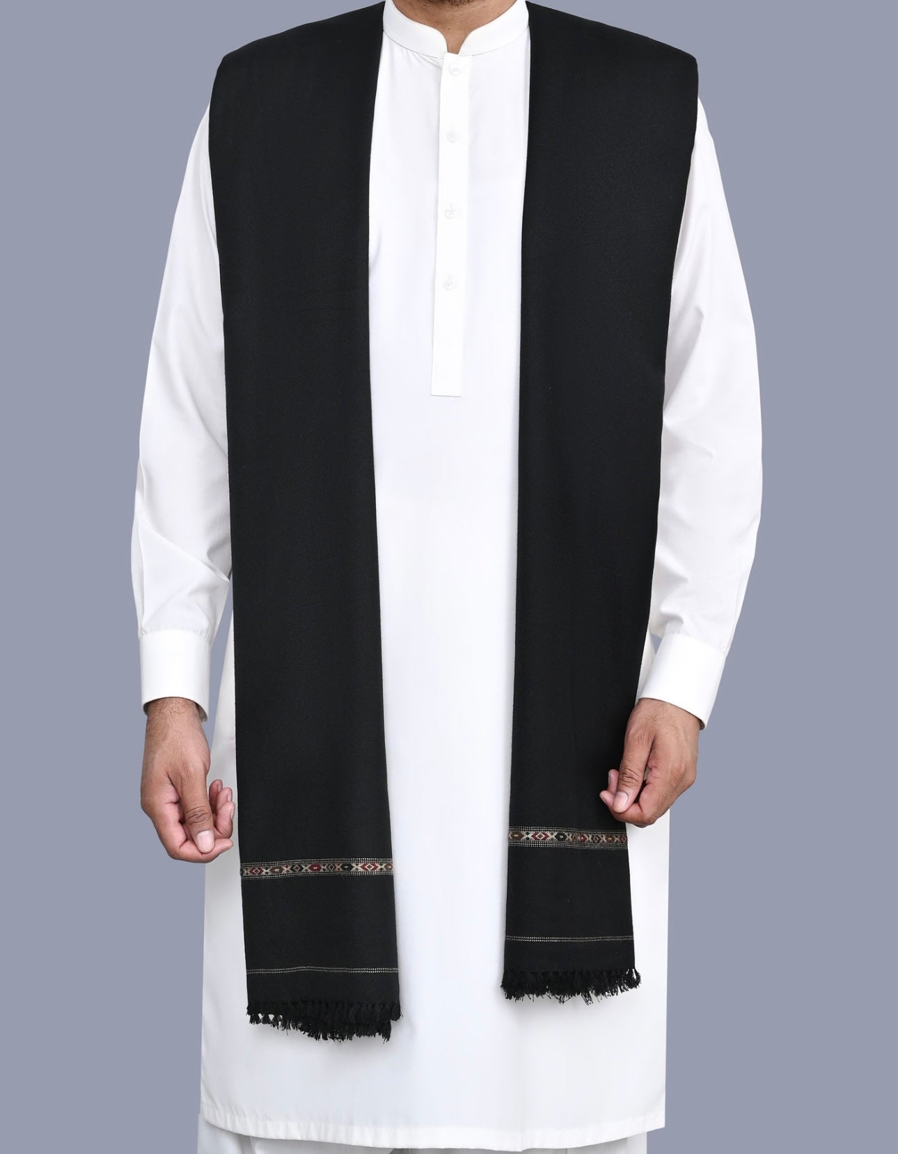 Wool Shawl Jet Black BS-603