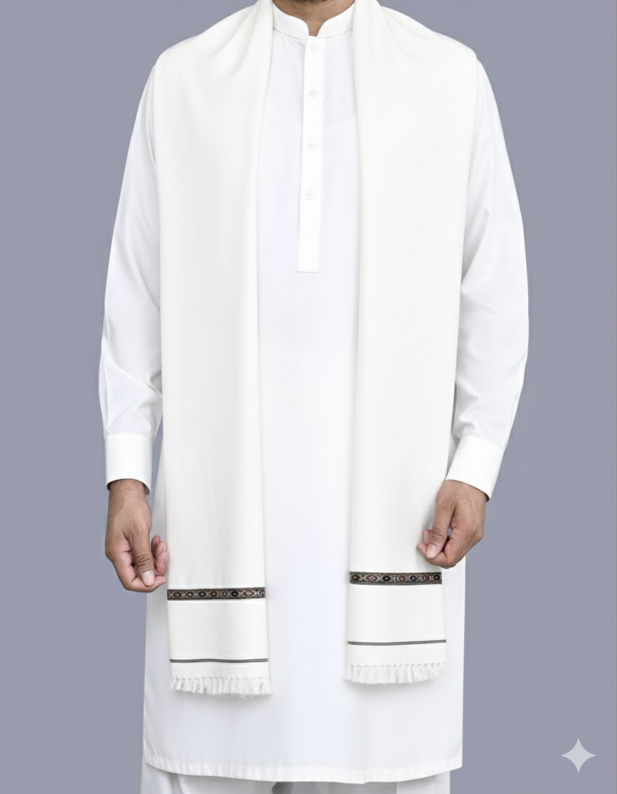 Wool Shawl Egg White BS-607